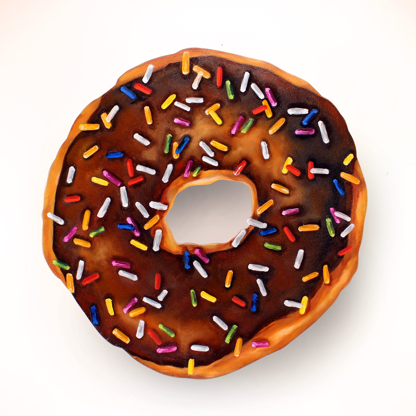 "Donut Even Try Me" 15x15" Original 3D Cut-Out Oil Painting by Abra Johnson