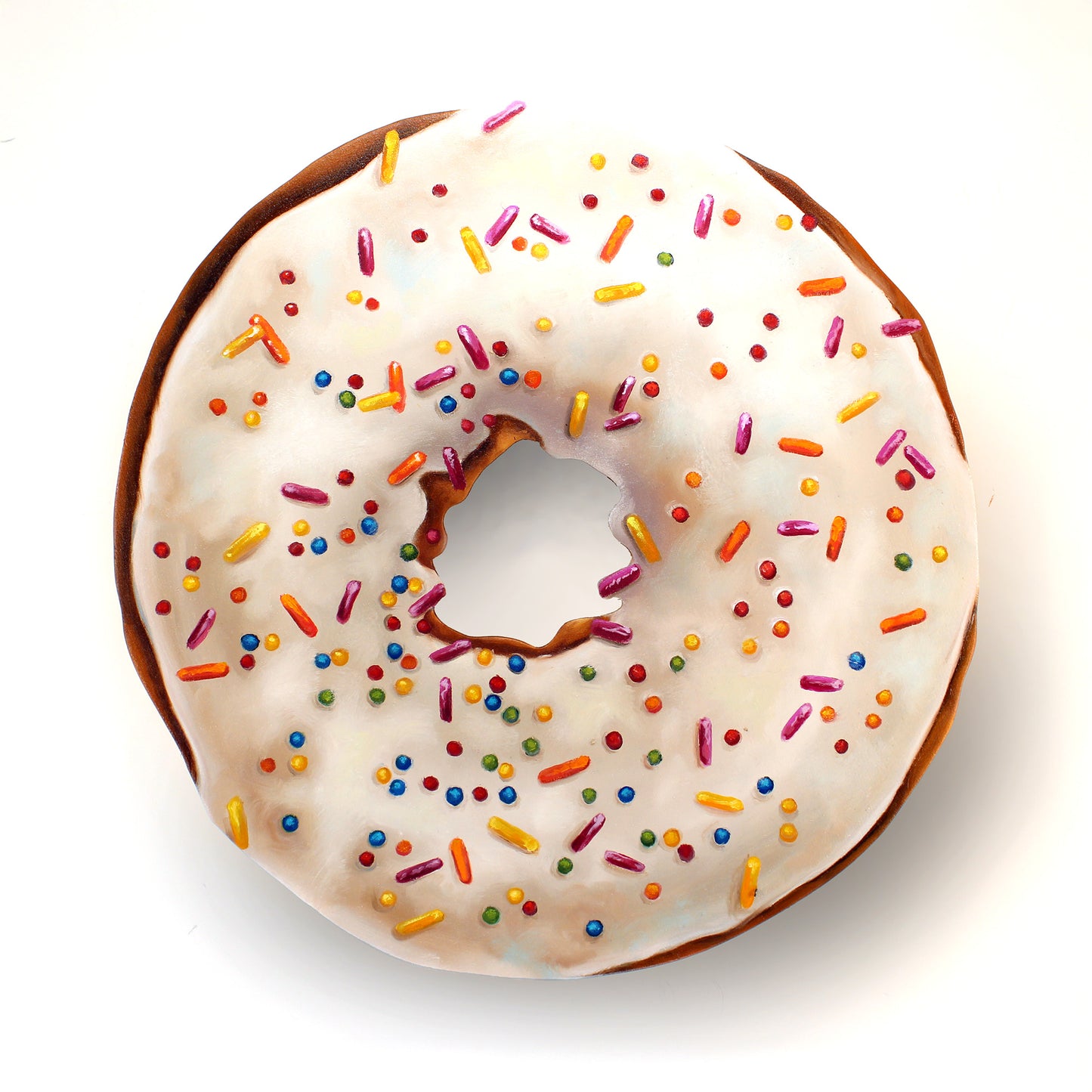 "Donut Call Me Sugar" 15x15" Original 3D Cut-Out Oil Painting by Abra Johnson