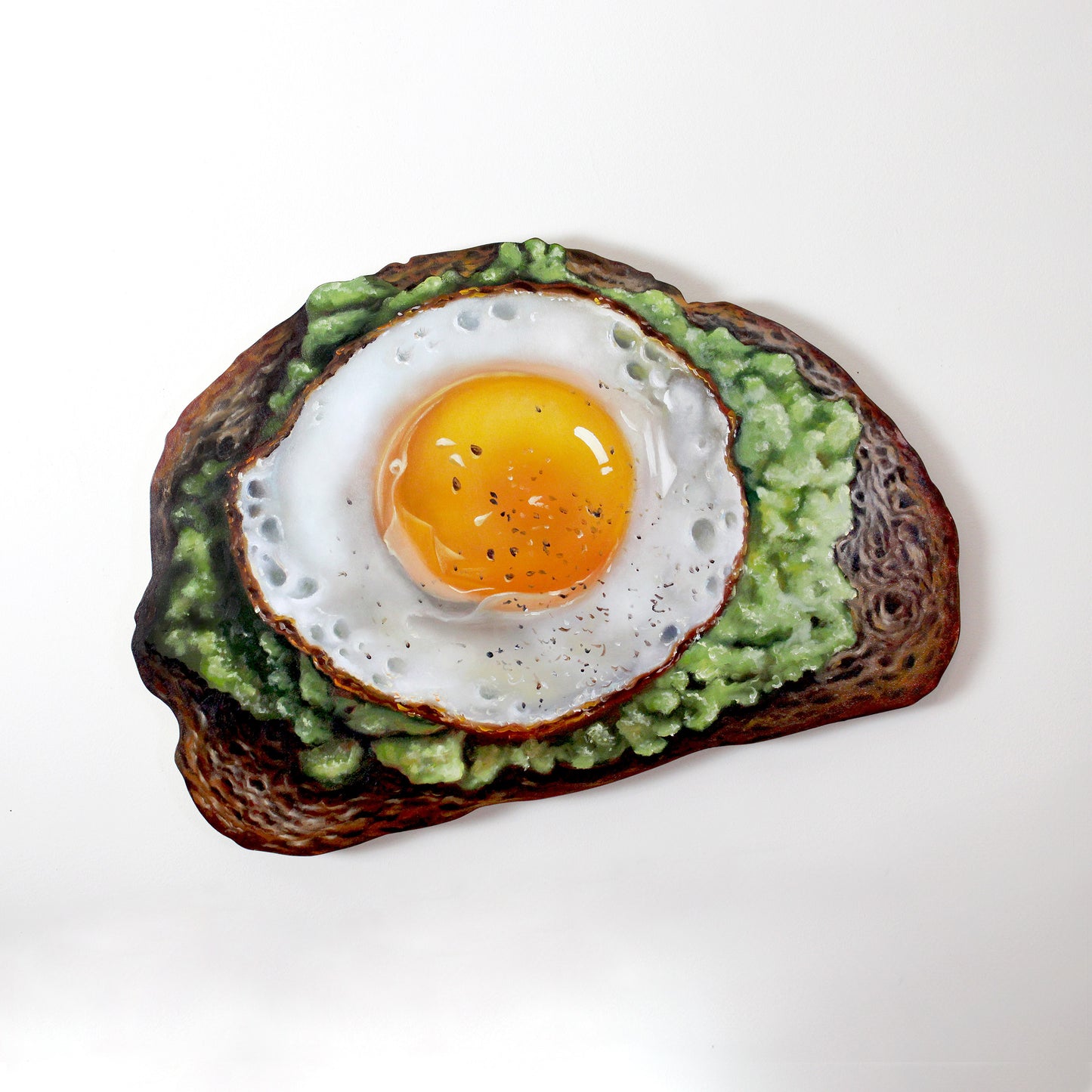 "Avocado Toast I" 16x24" Original 3D Cut-Out Oil Painting by Abra Johnson