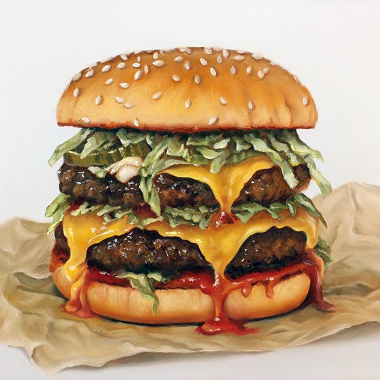 "Meat Me Halfway" 12x12 Original Oil Painting by Abra Johnson