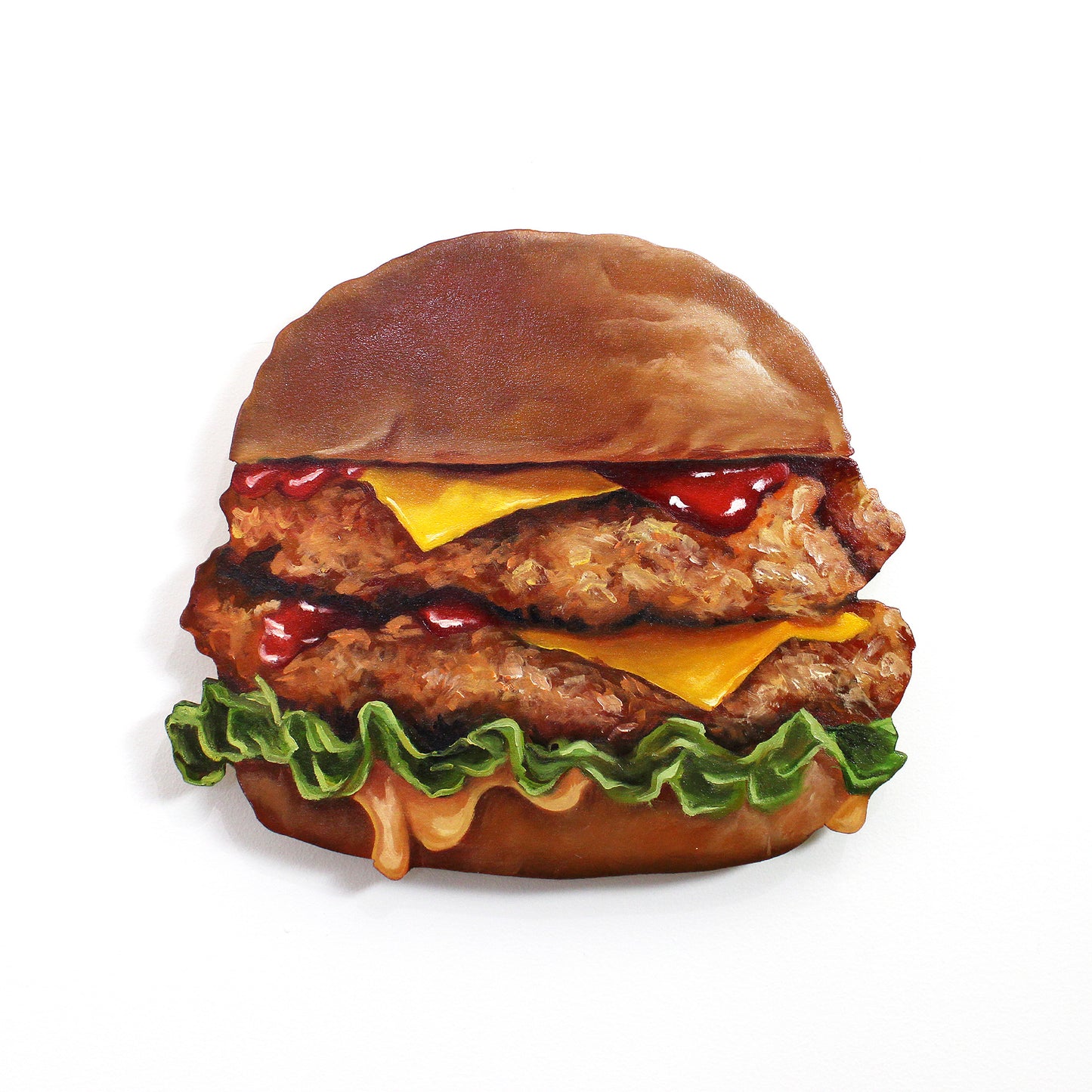 "Chicken Sandwich" 12x12" Original 3D Cut-Out Oil Painting by Abra Johnson