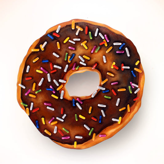 "Donut Even Try Me" 15x15" Original 3D Cut-Out Oil Painting by Abra Johnson