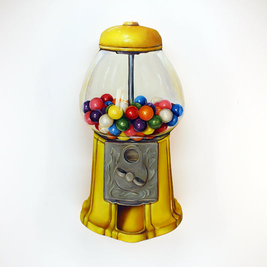 "Technicolor Chewscape" 16.5x8" Original 3D Cut-Out Oil Painting by Abra Johnson