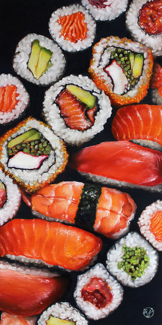 "Sushi Platter" 12x24 Original Oil Painting by Abra Johnson