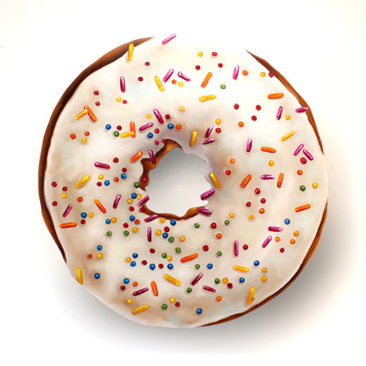 "Donut Call Me Sugar" 15x15" Original 3D Cut-Out Oil Painting by Abra Johnson